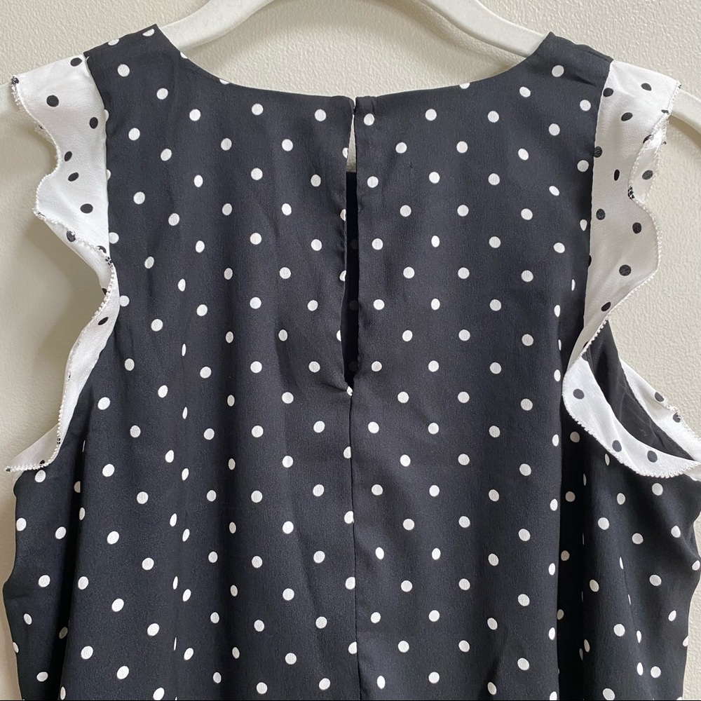 Ann Taylor Black Polka Dot Ruffle Shift Dress Size Small Petite - Picture 11 of 16